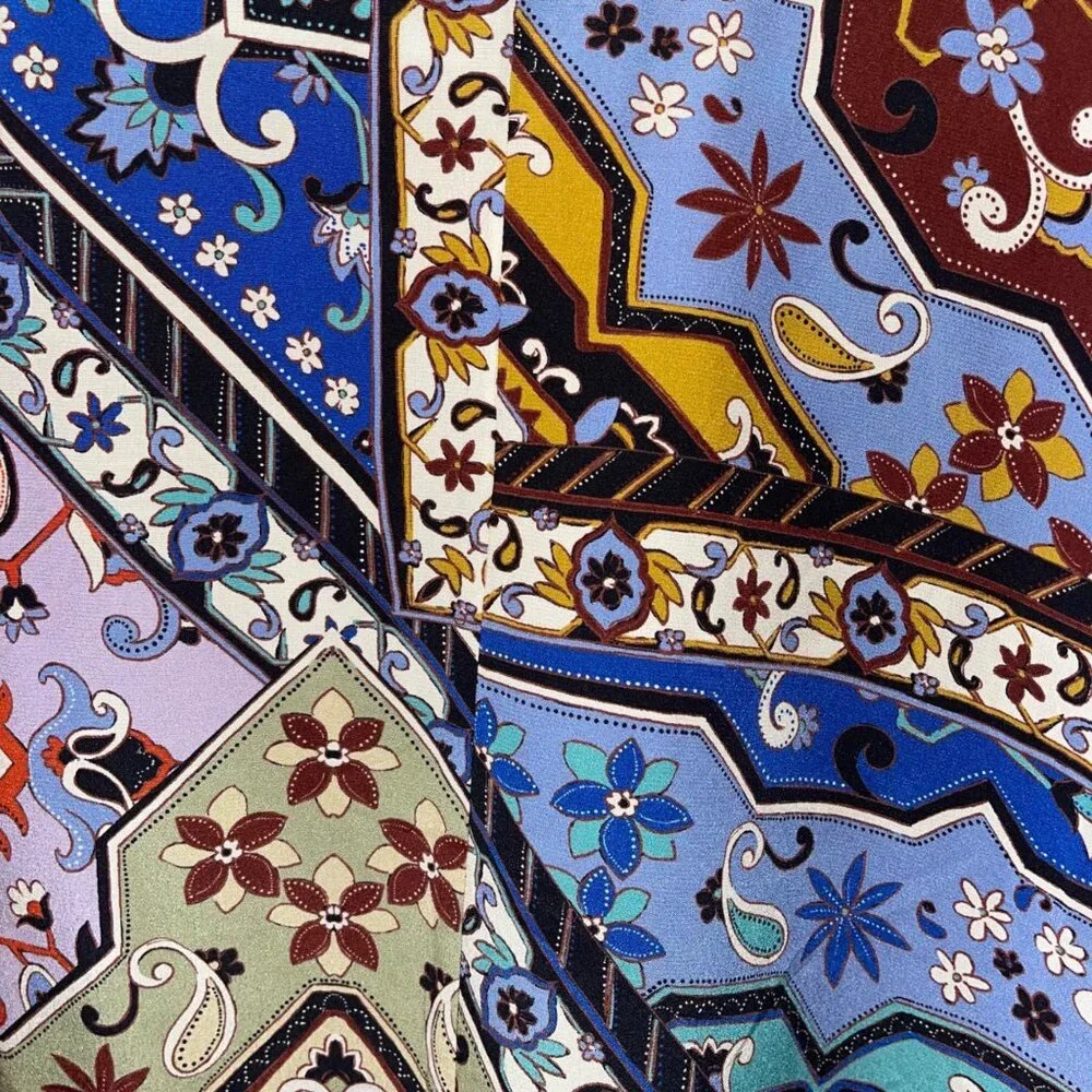 Johnny Was Womens Size L Multicolor Boho Round Kimono Sleeve Silk Caftan Blouse - Picture 7 of 11